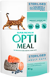 Optimeal Кусочки с лососем и черникой для стерилизованных кошек