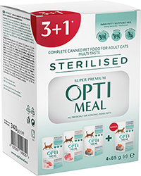 Optimeal Cat Mix Sterilised Кусочки с лососем, индейкой и говядиной для стерилизованных кошек