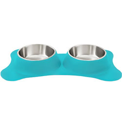 Pethouse Миски на силиконовой подставке Twins Bowl для собак и кошек, голубая