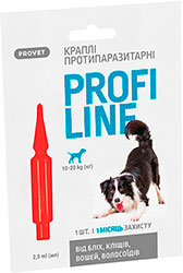 ProVET ПрофиЛайн капли от блох и клещей для собак весом от 10 до 20 кг