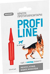 ПрофиЛайн ProVET капли от блох и клещей для собак весом от 20 до 40 кг