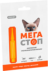 ProVET Мегастоп краплі на холку для котів вагою до 4 кг
