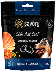 Savory Dog Skin And Coat Crunchy Snack з лососем і чорнобривцями для собак