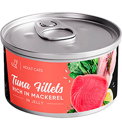 Savory Adult Cat Tuna Fillets rich in Mackerel in Jelly