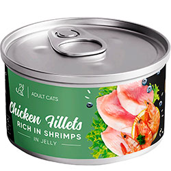 Savory Adult Cat Chicken Fillets rich in Shrimps in Jelly