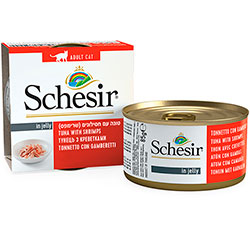 Schesir консерви для котів, тунець з креветками
