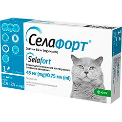 Селафорт Спот-он Капли для кошек весом от 2,6 до 7,5 кг