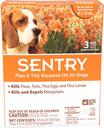 Sentry Капли для собак весом от 7 до 15 кг