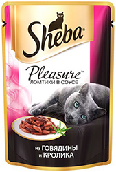 Sheba Pleasure с говядиной и кроликом