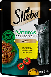 Sheba Nature's Collection с курицей, льняным маслом и томатами в соусе