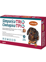 Сімпаріка ТРІО Таблетки від глистів, бліх і кліщів для собак вагою від 5 до 10 кг