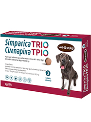 Simparica TRIO Таблетки від глистів, бліх і кліщів для собак вагою від 40 до 60 кг