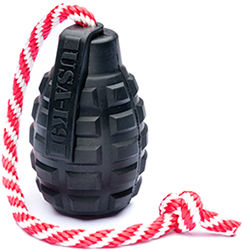 SodaPup Grenade Reward Toy Іграшка "Граната на мотузці" для собак, чорна