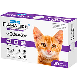 Superium Панацея Противопаразитарные таблетки для кошек весом от 0,5 до 2 кг