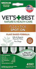 Vet's Best Flea Tick Spot-on Tubs Капли от блох и клещей для собак весом от 7 до 18 кг