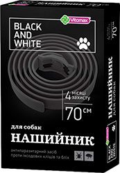 Vitomax Black & White Ошейник для собак средних и крупных пород, черный, 70 см