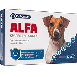 Vitomax Alfa Капли на холку от паразитов для собак весом от 4 до 10 кг