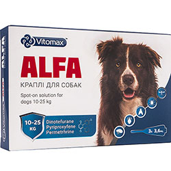 Vitomax Alfa Краплі на холку від паразитів для собак вагою від 10 до 25 кг