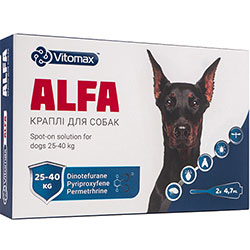 Vitomax Alfa Капли на холку от паразитов для собак весом от 25 до 40 кг