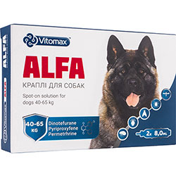 Vitomax Alfa Капли на холку от паразитов для собак весом от 40 до 65 кг