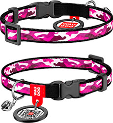 WauCat Nylon Нашийник "Камо" з QR-паспортом для котів, рожевий