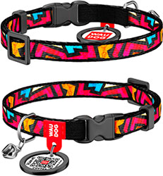 WauCat Nylon Нашийник "Граффіті" с QR-паспортом для котів