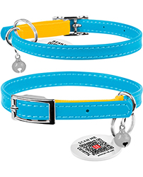 WauCat Glamour Нашийник "Colors of freedom" із QR-паспортом для котів, шкіра