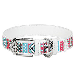 WauDog “Этно” Ошейник с принтом для собак, белый