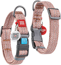 WauDog Re-cotton Нашийник із відновленої бавовни з QR-паспортом, коричневий