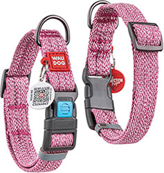 WauDog Re-cotton Нашийник із відновленої бавовни з QR-паспортом, рожевий