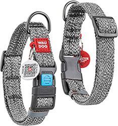 WauDog Re-cotton Нашийник із відновленої бавовни з QR-паспортом, сірий