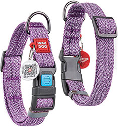 WauDog Re-cotton Нашийник із відновленої бавовни з QR-паспортом, фіолетовий