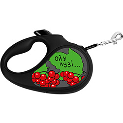 WauDog R-leash Поводок-рулетка с принтом "Калина" для собак, лента, 3 м