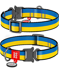 WauDog Nylon Нейлоновий нашийник "Colors of freedom" із металевою фурнітурою для собак
