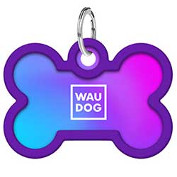 WauDog Адресник Smart ID с QR-паспортом "Градиент фиолетовый", косточка