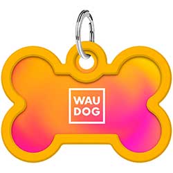 WauDog Адресник Smart ID с QR-паспортом "Градиент оранжевый", косточка