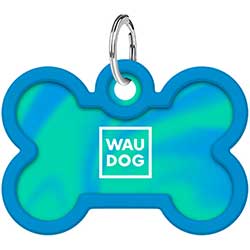 WauDog Адресник Smart ID с QR-паспортом "Градиент голубой", косточка