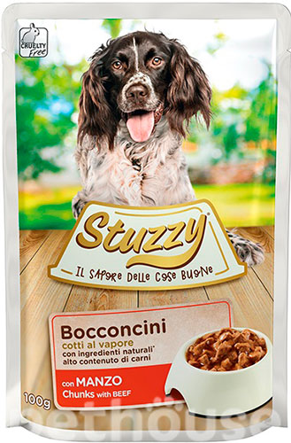 Stuzzy Dog Шматочки з яловичиною в соусі для собак, пауч