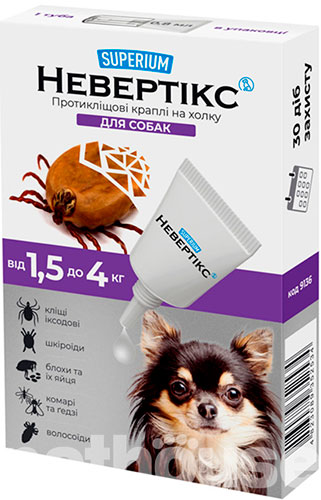 Superium Невертикс Противоклещевые капли для собак весом от 1,5 до 4 кг
