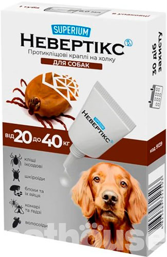 Superium Невертикс Противоклещевые капли для собак весом от 20 до 40 кг