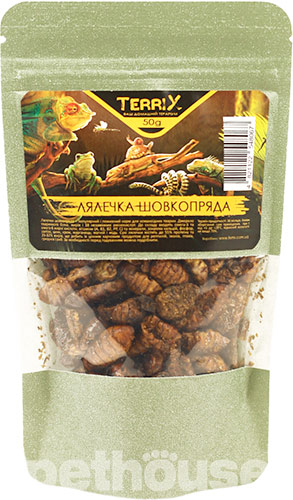 TerriX "Куколка шелкопряда" Корм для рептилий, ежей, птиц, грызунов и рыб TerriX "Куколка шелкопряда" Корм для рептилий, ежей, птиц, грызунов и рыб