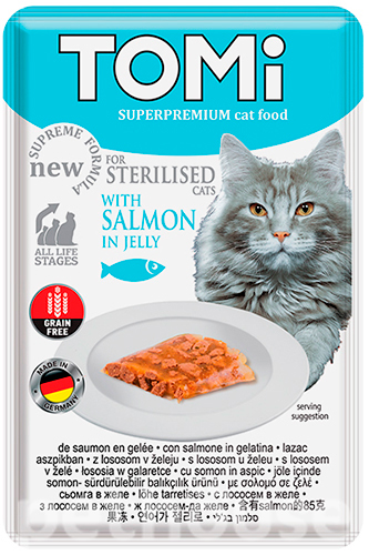 Tomi Шматочки з лососем в желе для кастрованих котів
