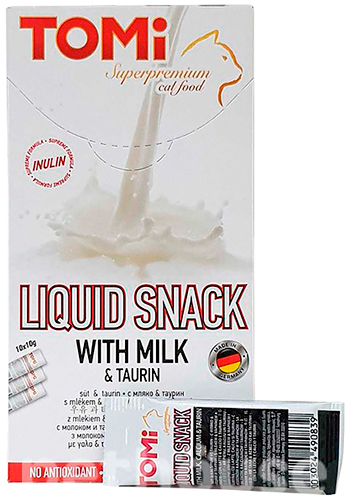 Tomi Liquid Snack с молоком и таурином для кошек