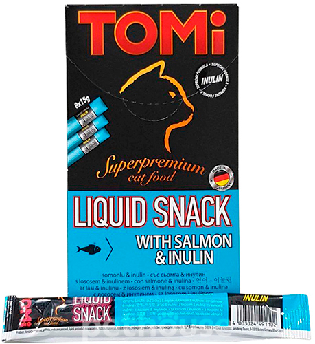 Tomi Liquid Snack с лососем и инулином для кошек