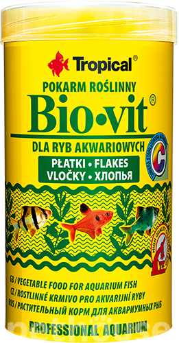 Tropical Bio-vit - основной корм для растительноядных видов рыб, хлопья