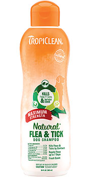 TropiClean Flea & Tick Шампунь "Максимальная сила" от блох и клещей для собак