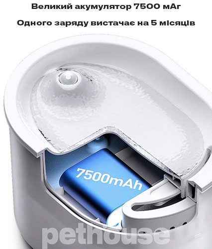 Uahpet Питний фонтан Glow Wireless Cat Water Fountain