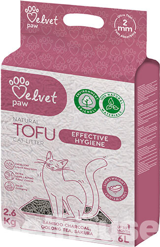 Velvet Paw Tofu Bamboo Charcoal, Oolong Tea, Sakura Гороховий наповнювач для котячого туалету