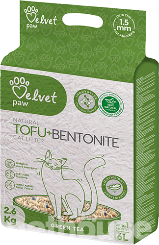 Velvet Paw Tofu + Bentonite Green Tea Наповнювач для котячого туалету