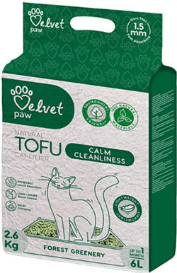 Velvet Paw Tofu Calm Cleanliness Forest Greenery Гороховий наповнювач для котячого туалету